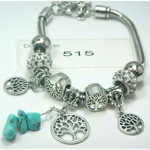 Turquoise Gemstone-Energy-Bracelet &Charm-European Style -515